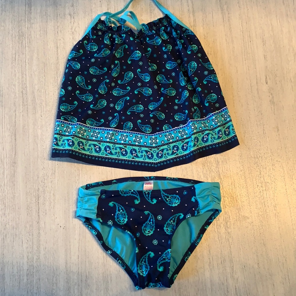 Justice girls blue paisley tankini